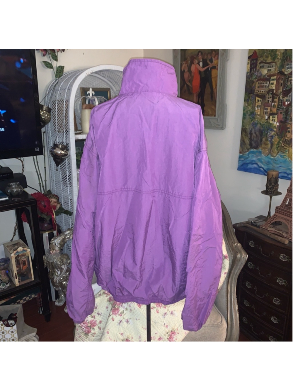Vintage Great Athletic Sports Jacket size large Purple Full Zip - Picture 5 of 10